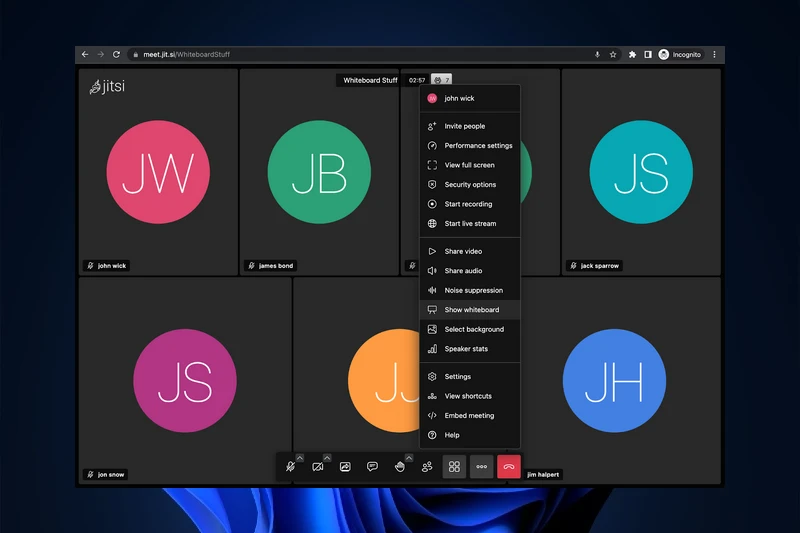 Jitsi Meet 화면 공유 및 실시간 채팅