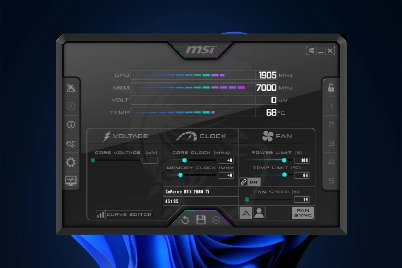 MSI 애프터버너 GPU 오버클럭