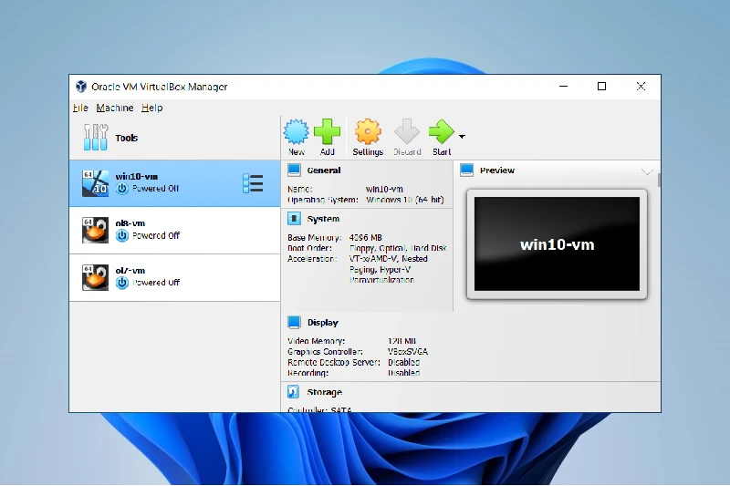 VirtualBox 가상 머신 생성 및 관리