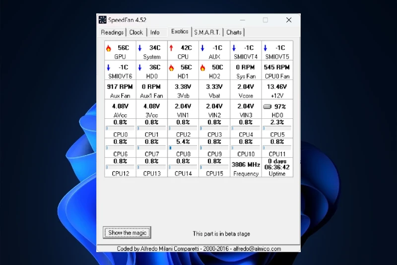 SpeedFan CPU 및 GPU 온도 모니터링